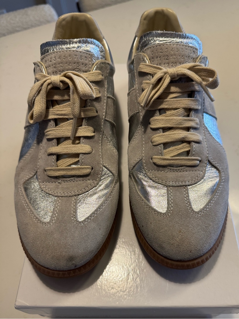 Maison Martin Margiela Men’s Replica Silver and Tan Sneaker
